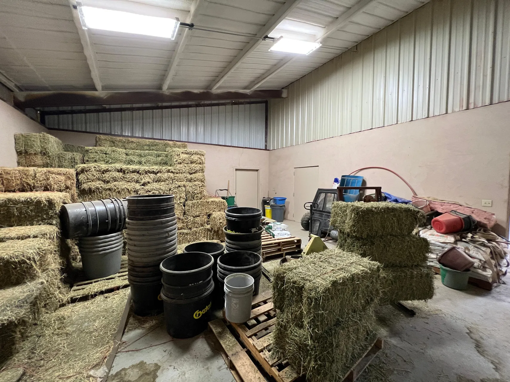 Second hay and feed storage area inside the barn